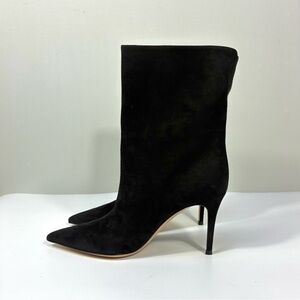 Gianvito Rossi Camoscio Stivale Pointed Toe Bootie Boots Black 39.5 EU NEW Suede
